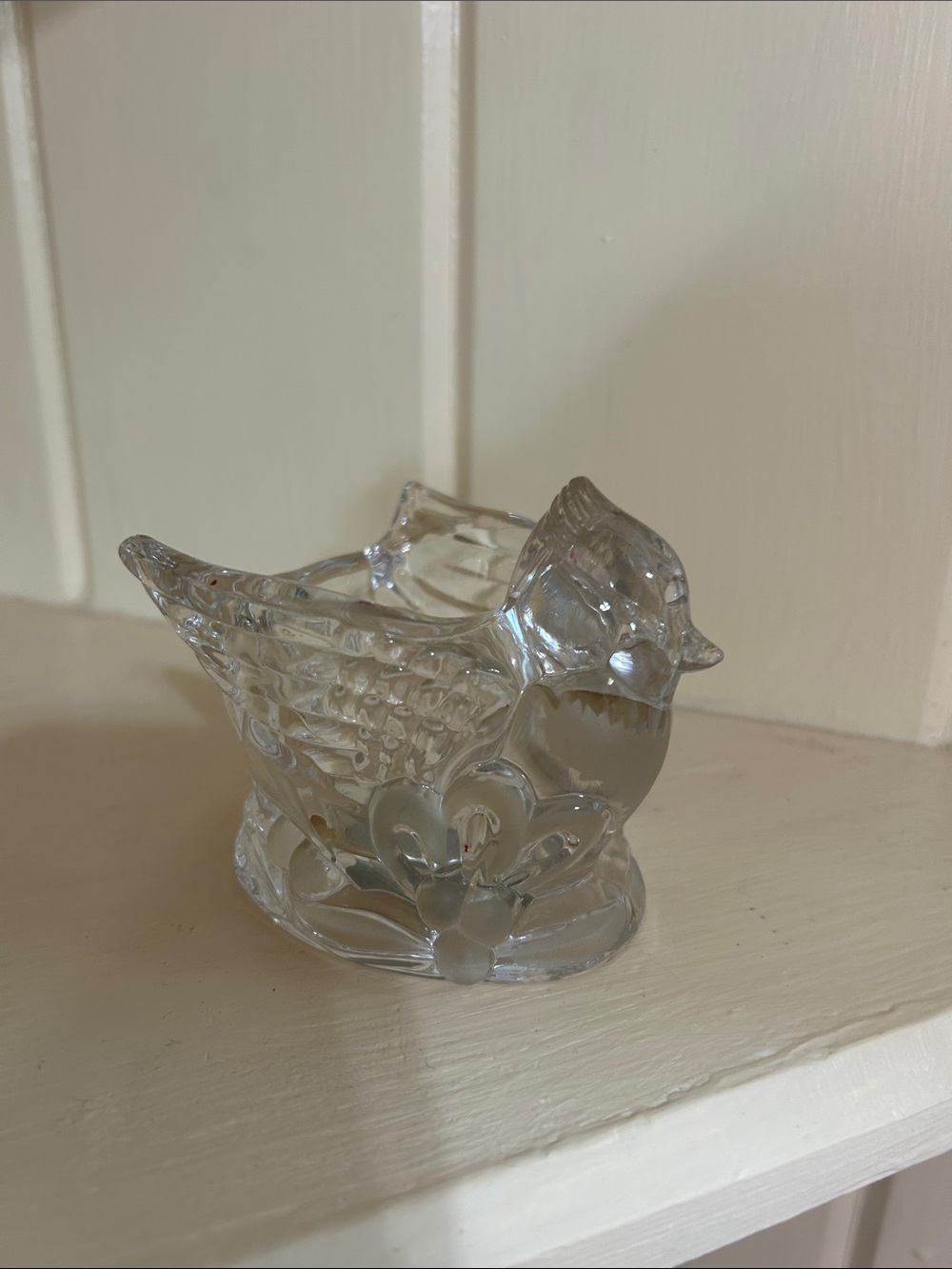 Clear Glass Bird Figurine Decorative Accent